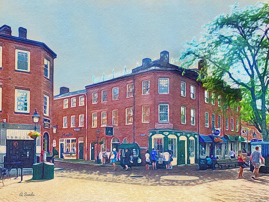 Newburyport Downtown in Summer Painting by Anne Sands | Fine Art America