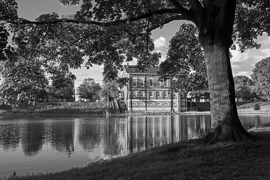 Newburyport MA Frog Pond Bartlett Mall Superior Courthouse Black and White Photograph by Toby McGuire