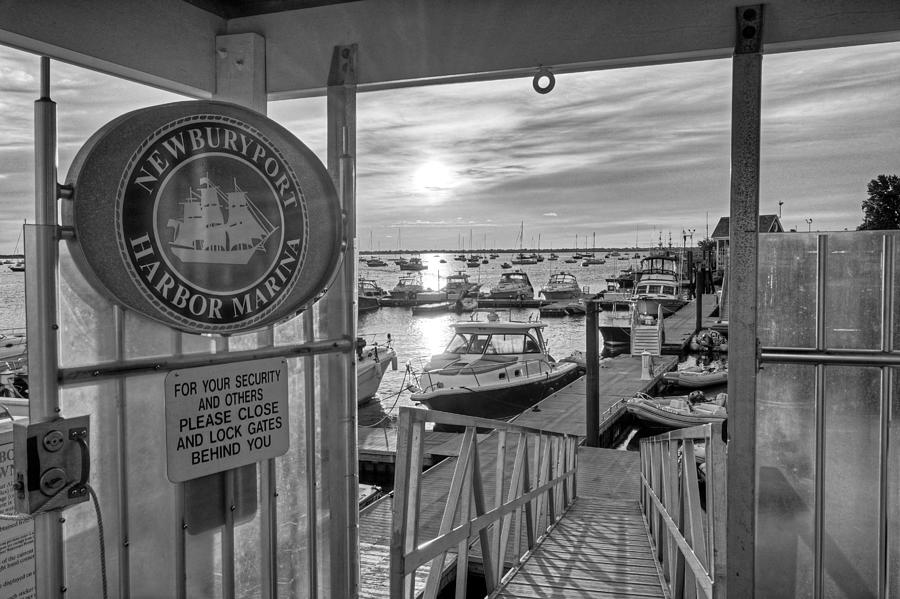 Newburyport Marina at Sunrise Newburyport MA Black and White Photograph by Toby McGuire