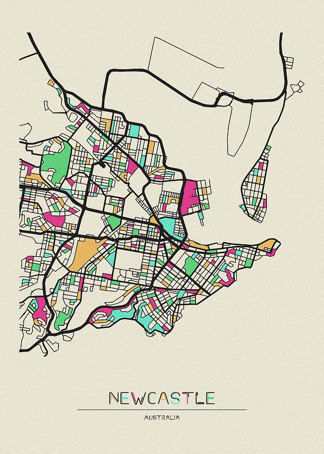 Newcastle Australia City Map Inspirowl Design 