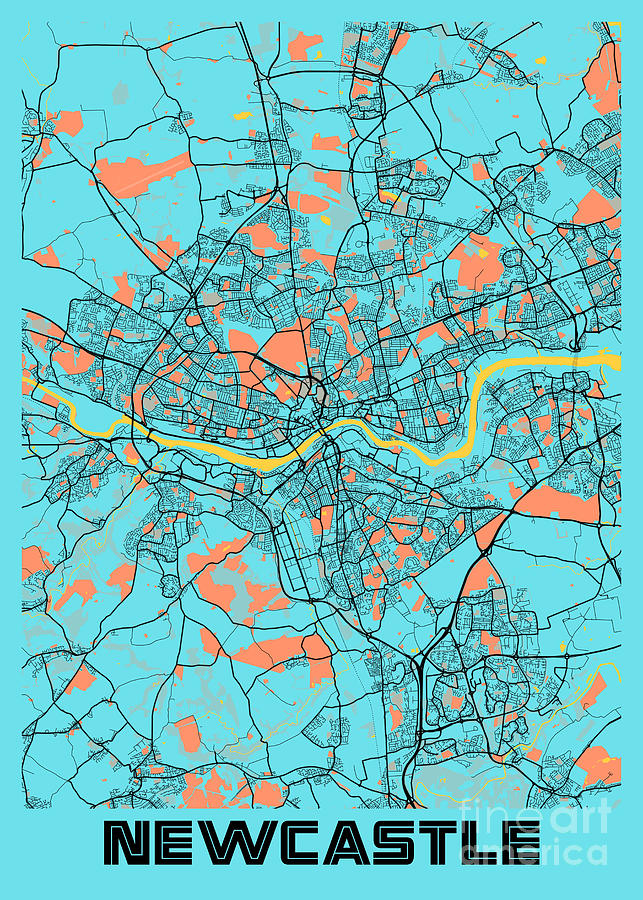 Newcastle United Kingdom Gloria City Map Digital Art By Tien Stencil Pixels 4773