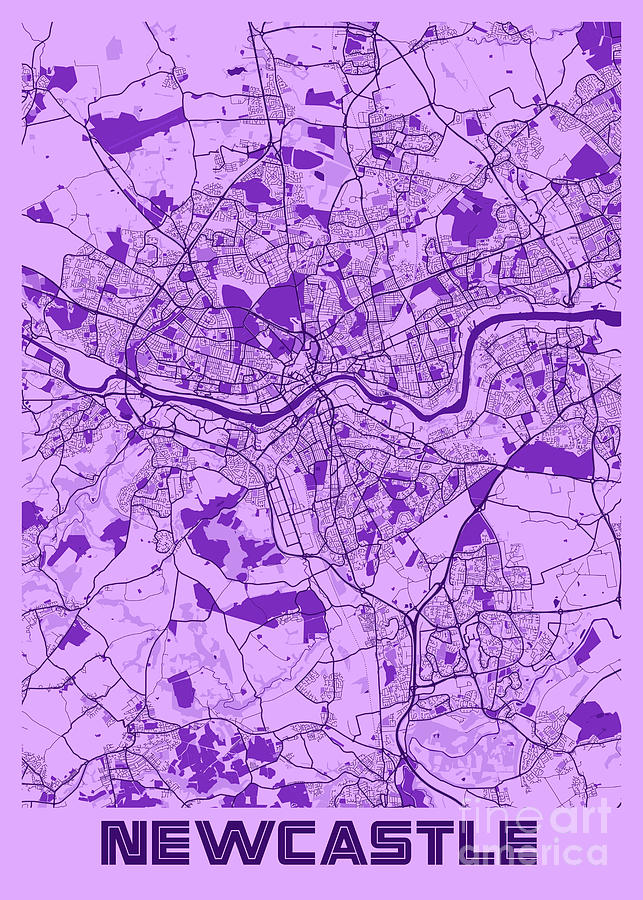 Newcastle - United Kingdom Lavender City Map Digital Art by Tien ...