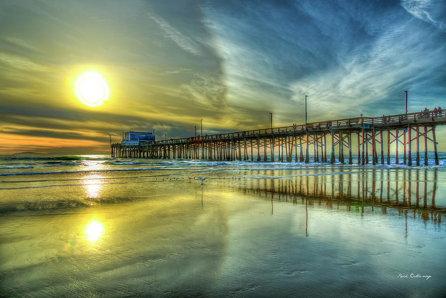 Newport Beach CA Newport Pier Reflections 8 Orange County Architectural Seascape Art Photograph by Reid Callaway