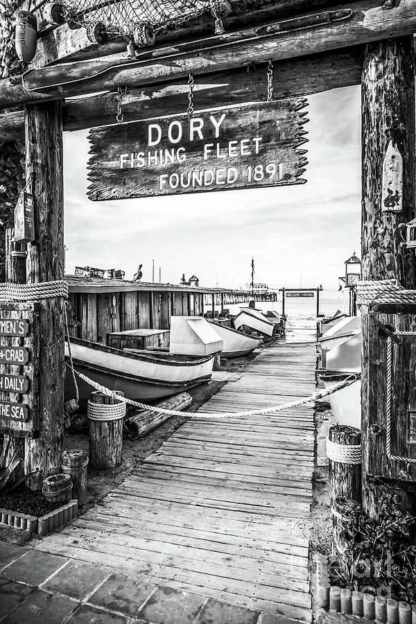 Newport Beach Dory Fishing Fleet Black and White Photo Photograph by Paul Velgos