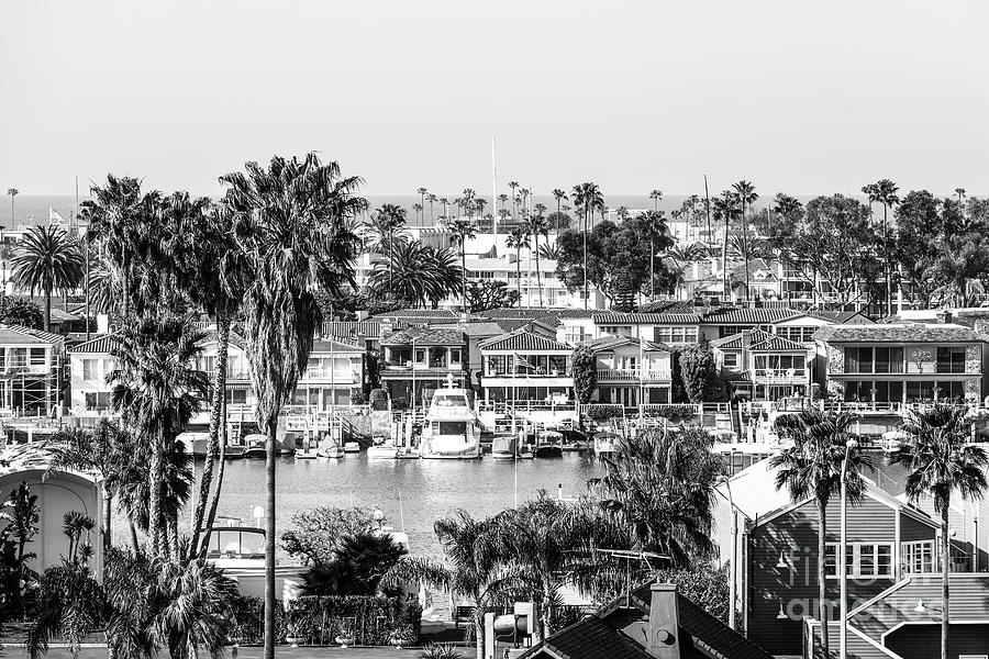 Newport Beach Lido Isle Black and White Photo Photograph by Paul Velgos