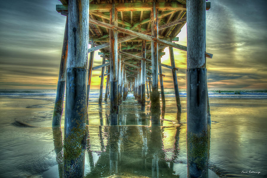 Newport Beach Pier Sunset Reflections Orange County California Los Angeles Architectural Art Photograph by Reid Callaway