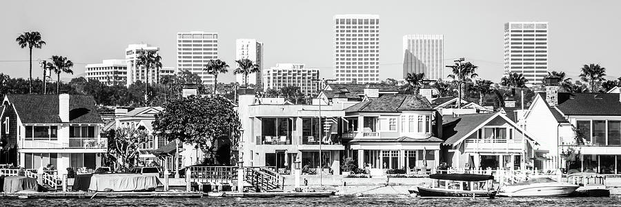 Newport Beach Skyline Black and White Panorama Picture Photograph by Paul Velgos