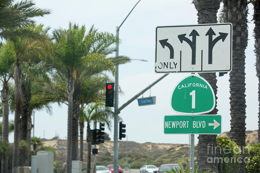 Newport Blvd California Hwy 1 Sign Photograph by Chuck Kuhn - Fine Art ...