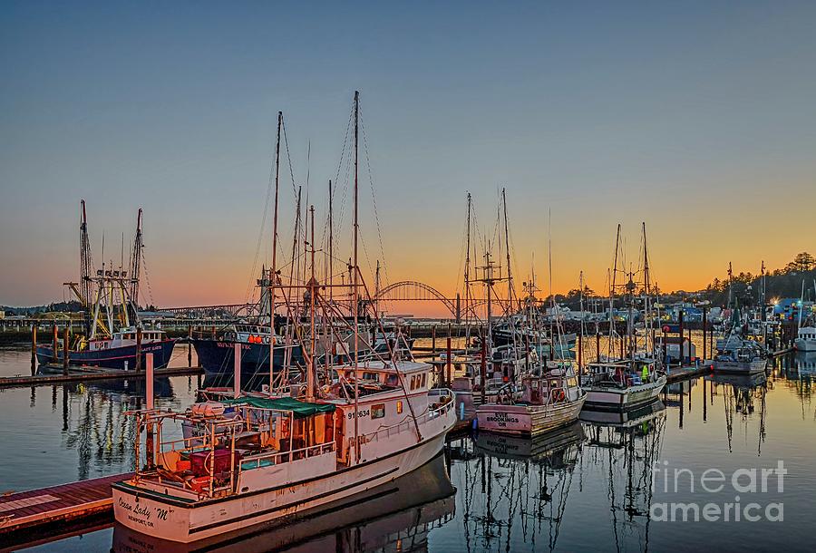 Newport Harbor at dusk Photograph by Paul Quinn