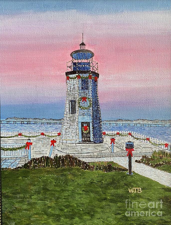 Christmas Painting - Newport Lighthouse on Goat Island by William Bowers