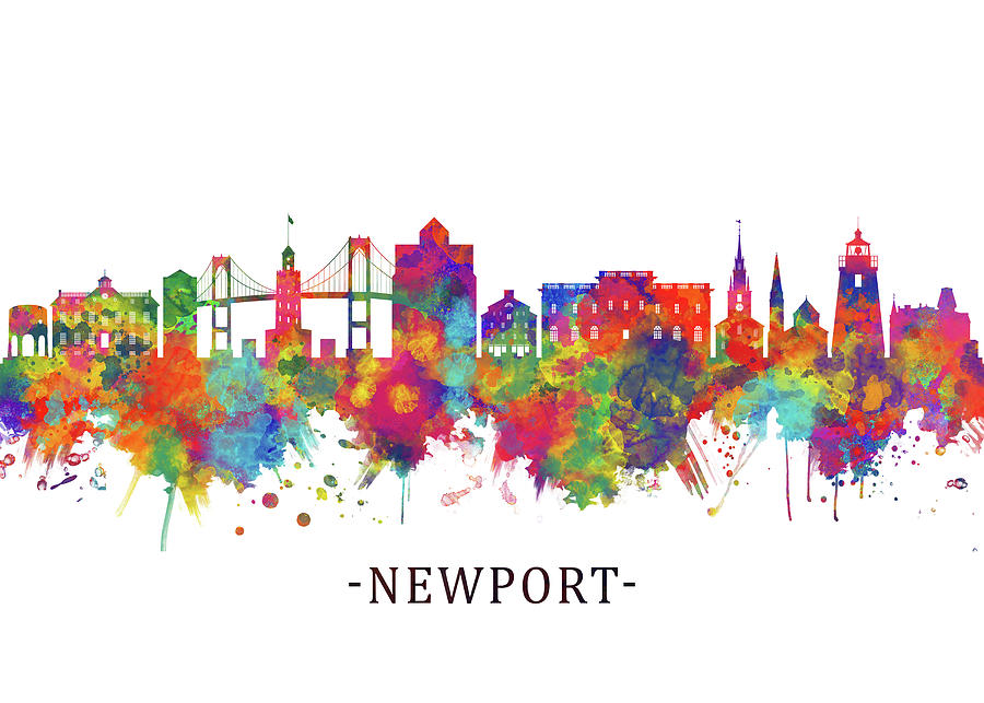 Newport Rhode Island USA Skyline Mixed Media by NextWay Art - Fine Art ...