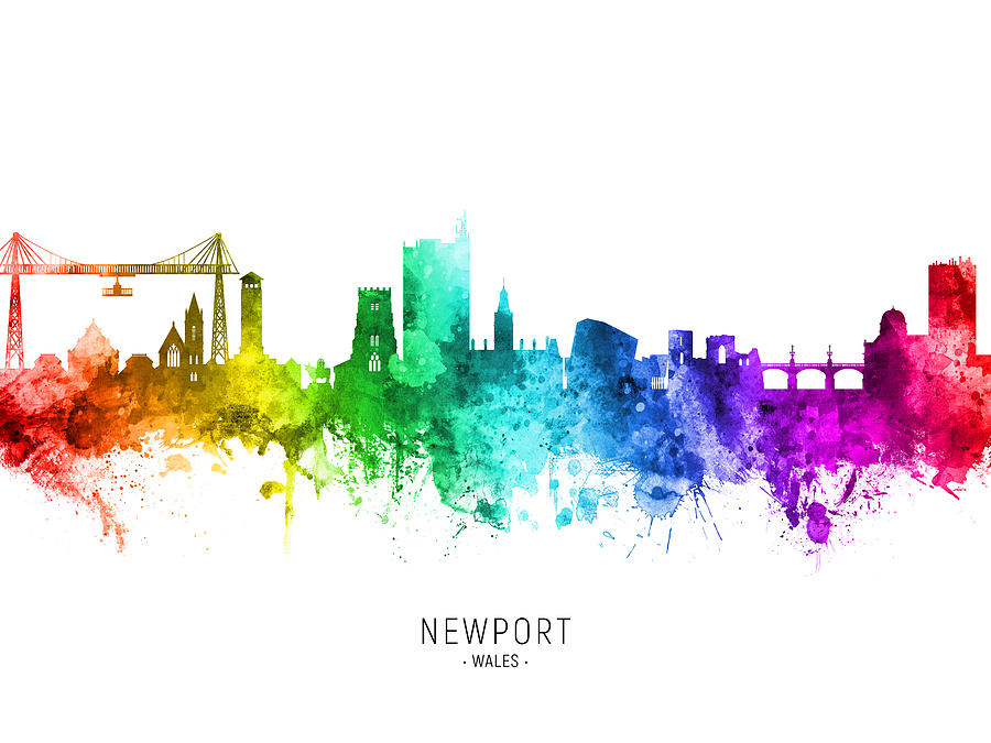 Newport Wales Skyline #67 Digital Art by Michael Tompsett