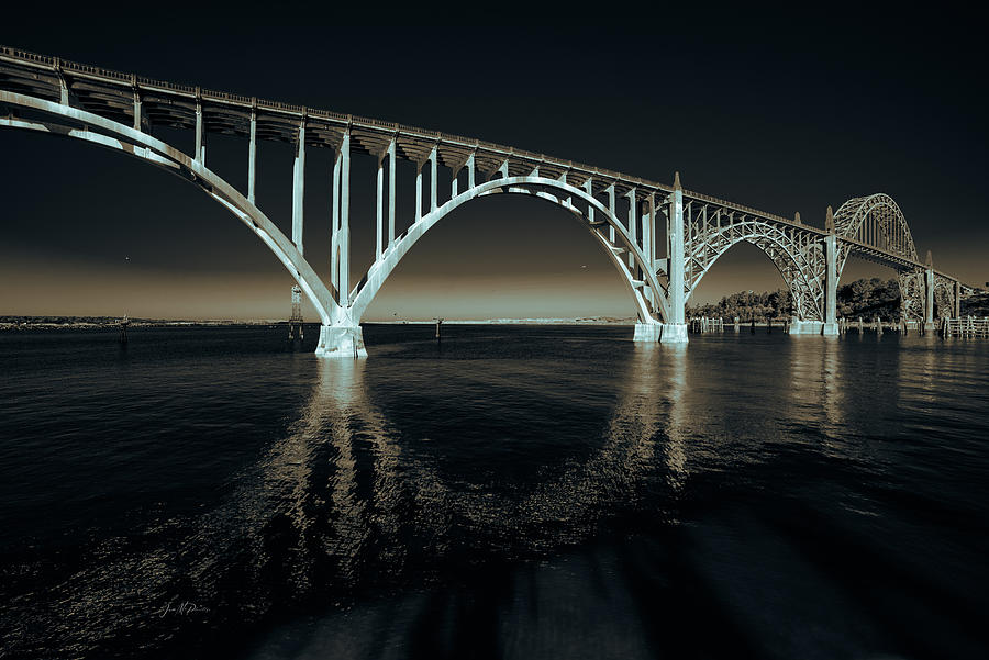  Yaquina Bay Bridge, Newport Oregon, Monochrome Photograph by Jason McPheeters