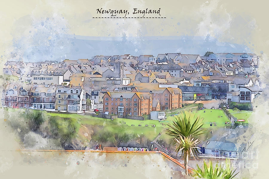 Newquay, UK sketch Digital Art by Ariadna De Raadt