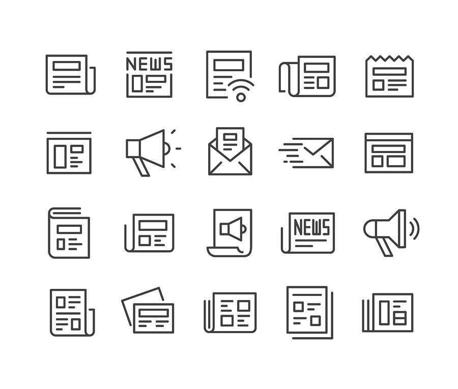 News Icons Set - Classic Line Series Drawing by -victor-