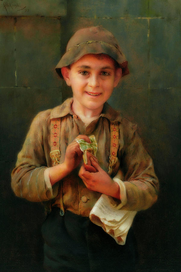 Newsboy Painting by Mountain Dreams