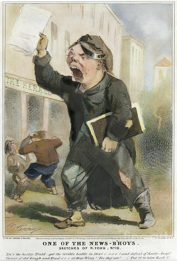 Newsboy Shouting, 1847 Photograph by Granger