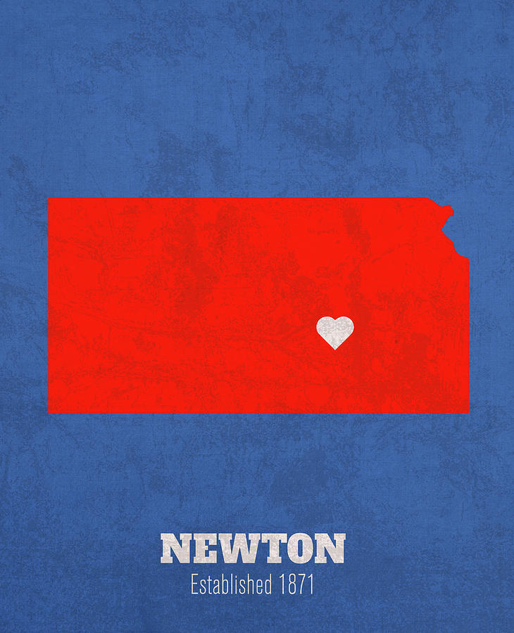 Newton Kansas City Map Founded 1871 University of Kansas Color Palette