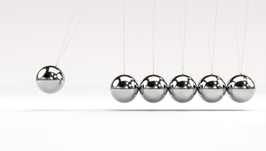 Ball Photograph - Newton Pendulum On The White Background.  by Gualtiero Boffi
