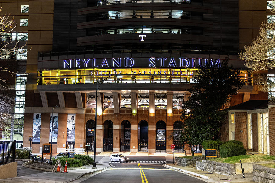 Neyland Stadium at the University of Tennessee at night Photograph by Eldon McGraw