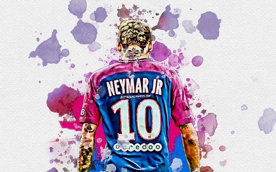 Neymar And Purple Blots Brazilian Footballers Psg Back View Soccer ...