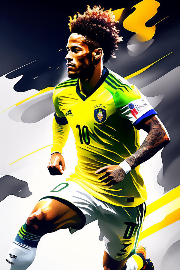 NEYMAR Jr Brazil 10 Football Legends ART Brazil Soccer Art Poster - No Frame