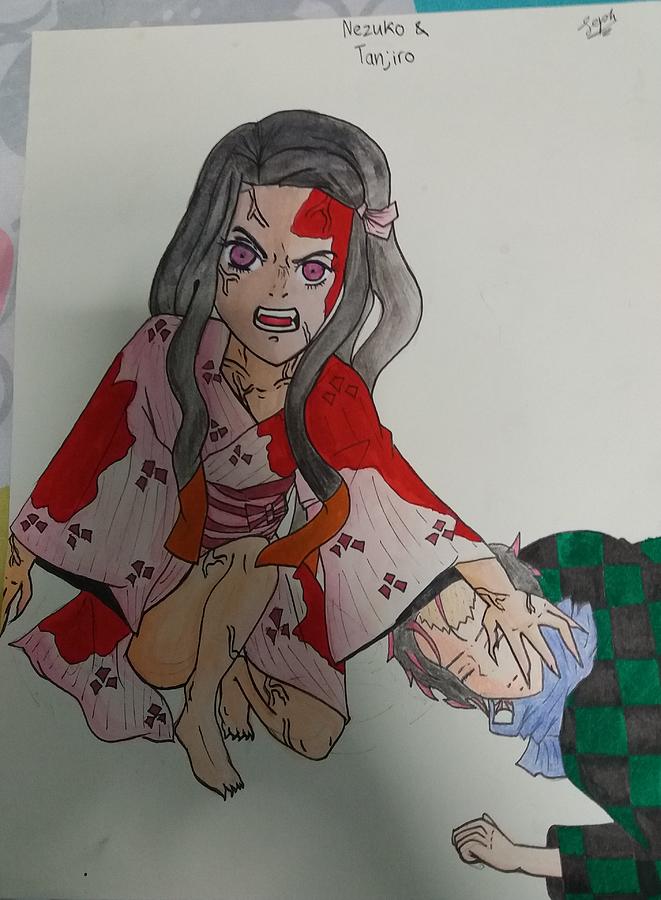 NEZUKO and TANJIRO Drawing by Lokeshan Trang Sophie - Fine Art America