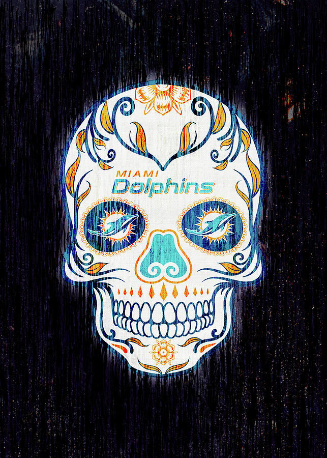 Miami Dolphins Skull Art Fleece Blanket