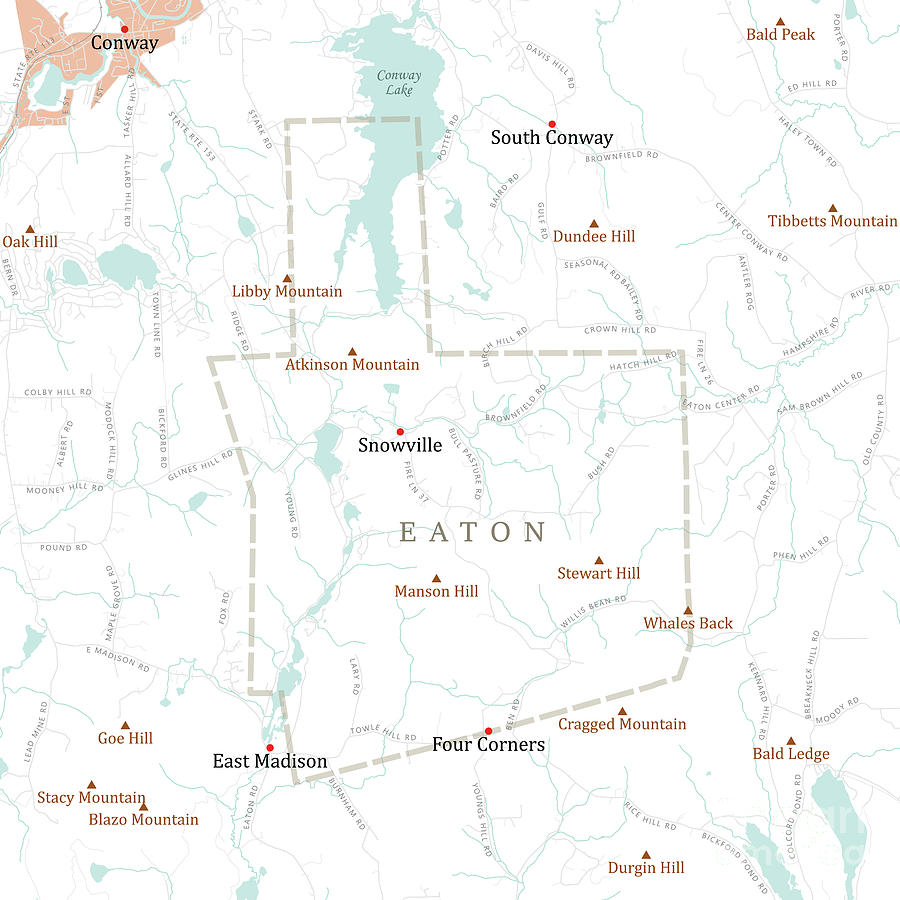 Nh Carroll Eaton Vector Road Map Digital Art By Frank Ramspott Pixels 8213