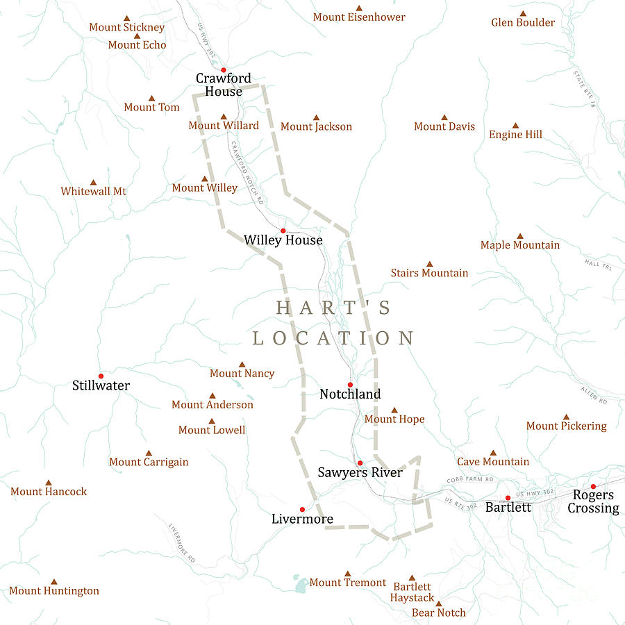 Nh Carroll Harts Location Vector Road Map Digital Art By Frank Ramspott Pixels 2818