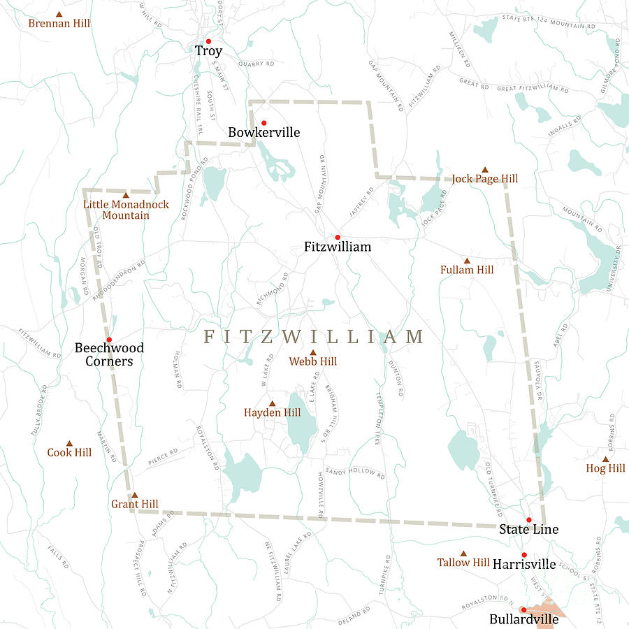 NH Cheshire Fitzwilliam Vector Road Map Digital Art By Frank Ramspott   Nh Cheshire Fitzwilliam Vector Road Map Frank Ramspott 