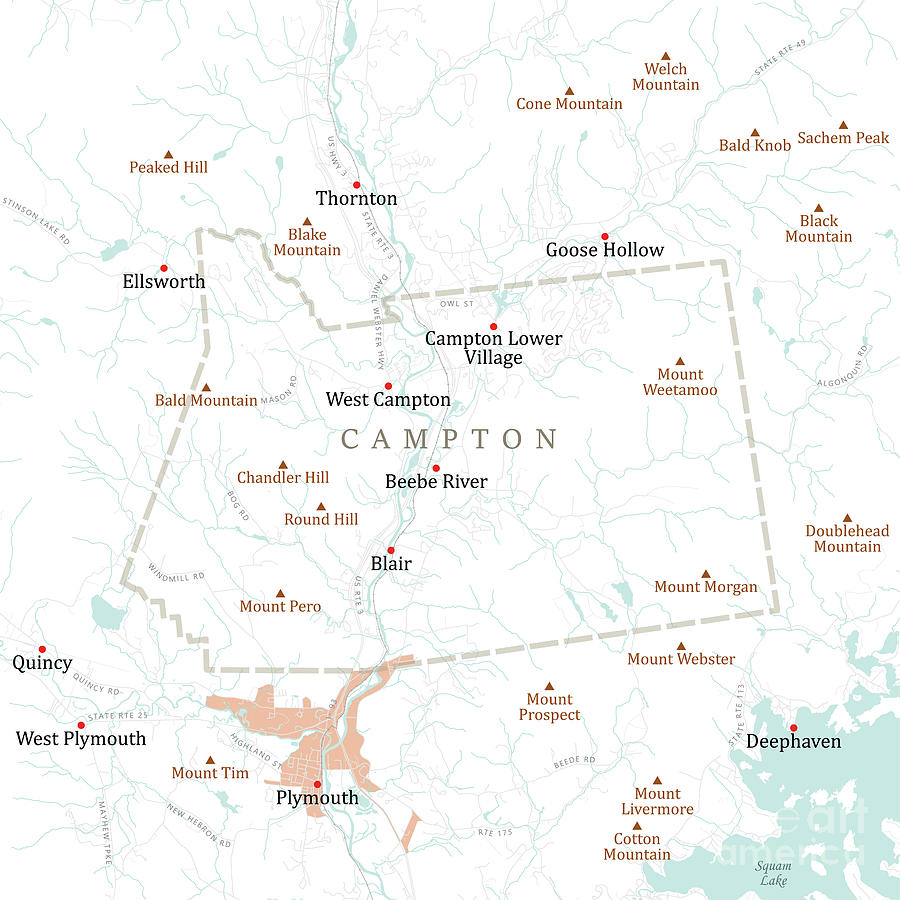 Nh Grafton Campton Vector Road Map Frank Ramspott 