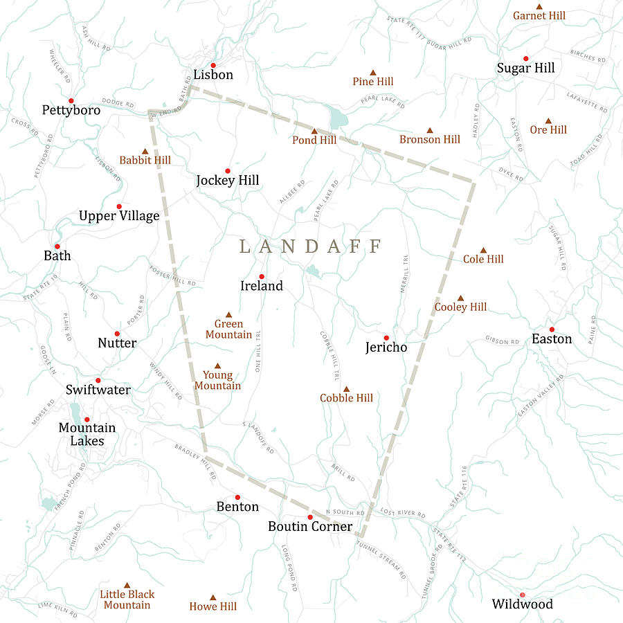 NH Grafton Landaff Vector Road Map Digital Art by Frank Ramspott | Fine ...