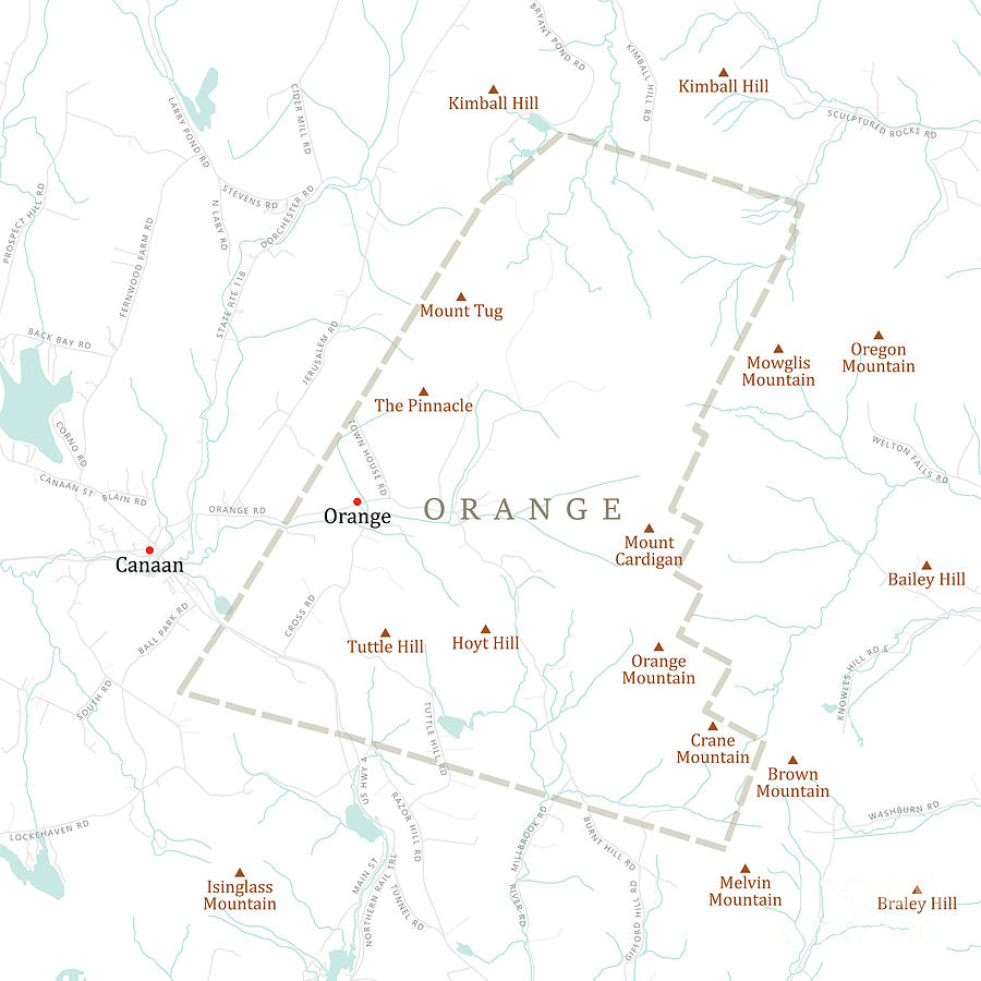 NH Grafton Orange Vector Road Map Digital Art by Frank Ramspott - Fine ...