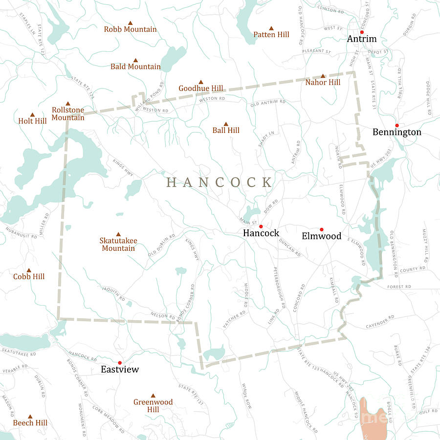 Nh Hillsborough Hancock Vector Road Map Frank Ramspott 