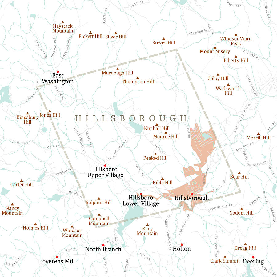 Map Digital Art - NH Hillsborough Hillsborough Vector Road Map by Frank Ramspott