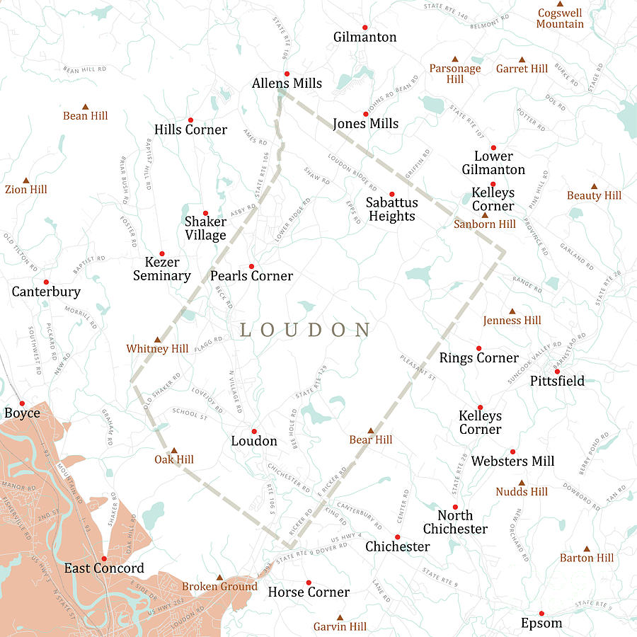 NH Merrimack Loudon Vector Road Map Digital Art By Frank Ramspott   Nh Merrimack Loudon Vector Road Map Frank Ramspott 