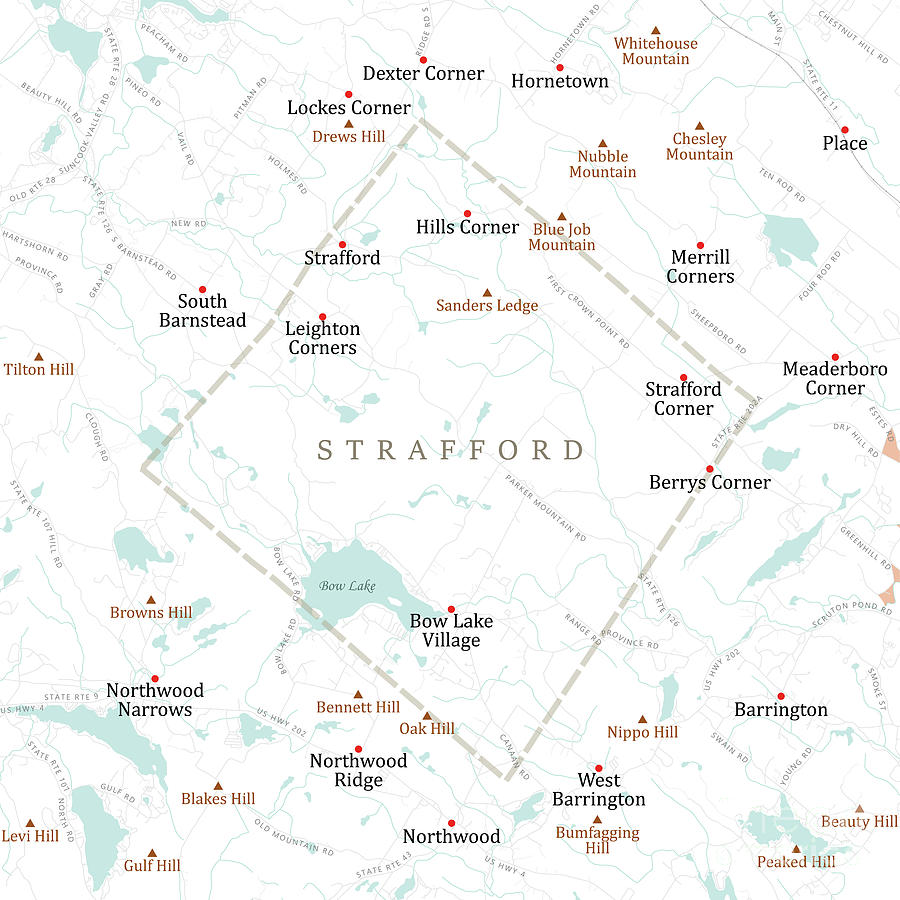 NH Strafford Strafford Vector Road Map Digital Art by Frank Ramspott ...