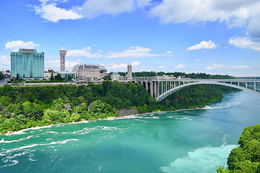 Rainbow Bridge Panoramic View-Niagara Falls Photograph by Bnte Creations