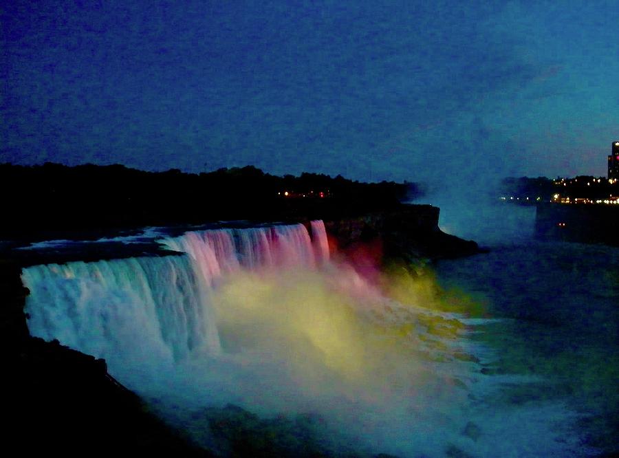 American Fall, Night Light ,Niagara Photograph by Bnte Creations