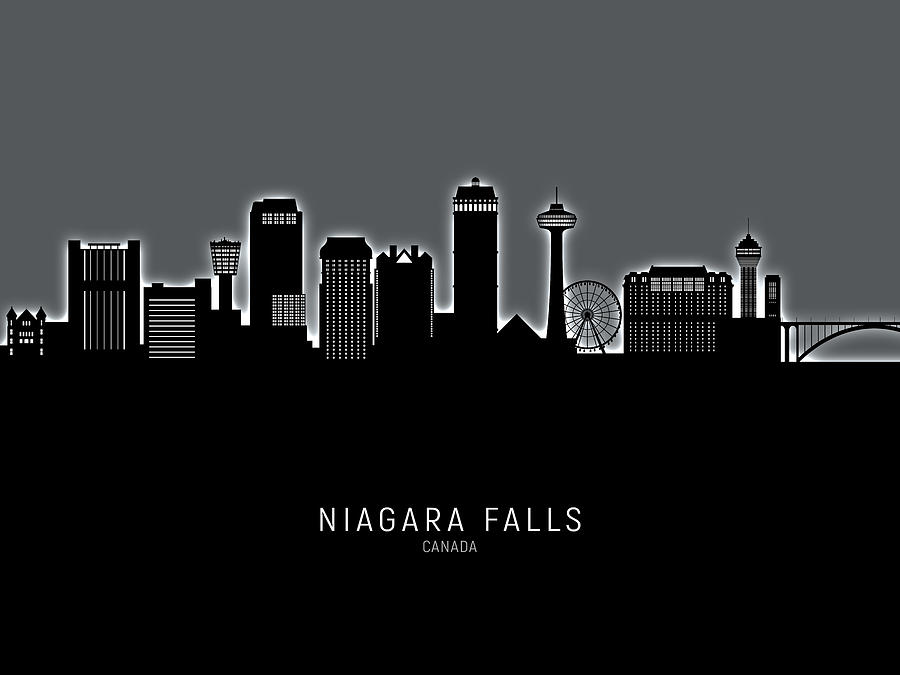 Skyline Digital Art - Niagara Falls Canada Skyline #85 by Michael Tompsett