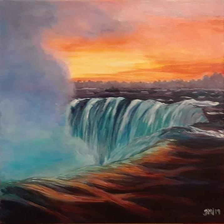 Niagara Falls Canada Sundown. Painting