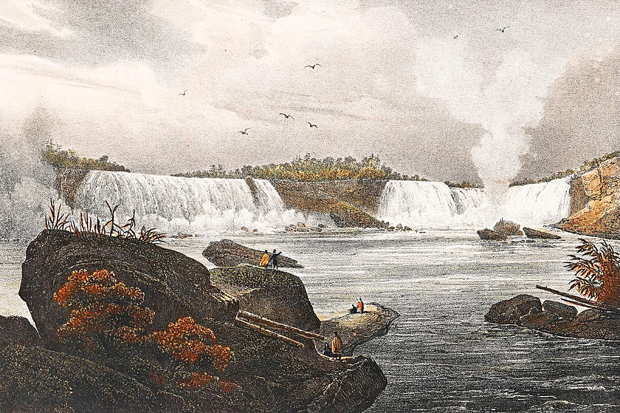 Niagara Falls in 1818 Painting by Munir Alawi