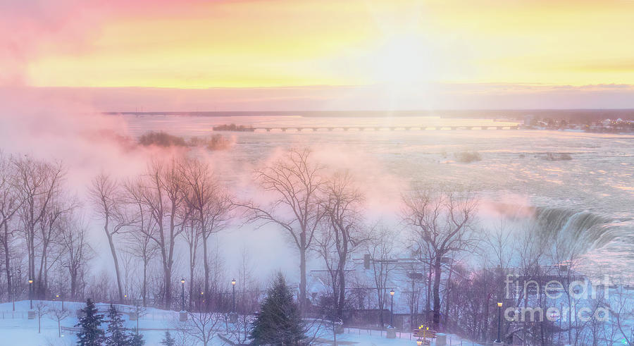 Niagara Falls Sunrise in Snow Photograph by Charline Xia
