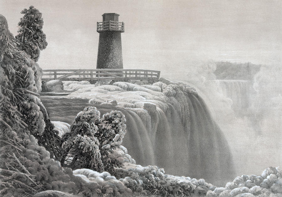 Niagara In Winter - Edward Burrill - 1874 Drawing