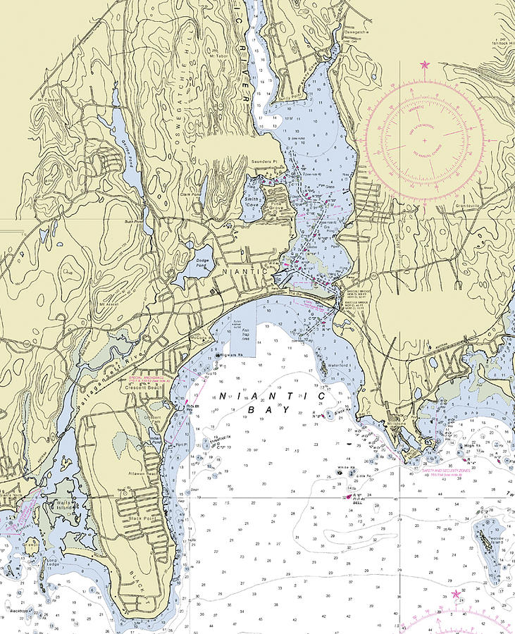 Niantic Connecticut Nautical Chart Digital Art by Sea Koast Pixels