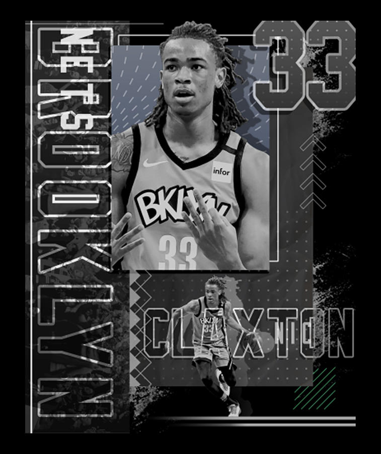 Nic Claxton Basketball Paper Poster Nets 2 Digital Art by Kelvin Kent ...