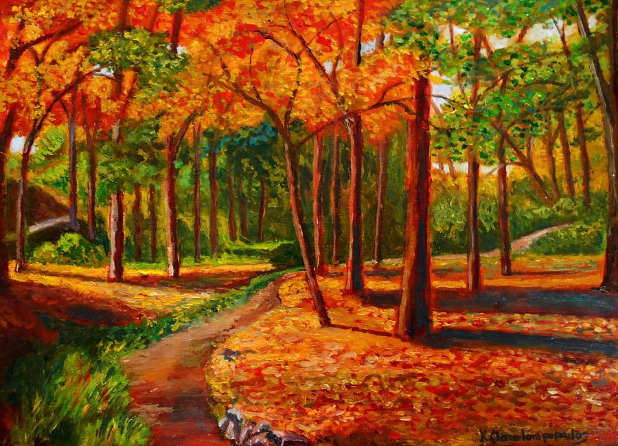  Autumnal pathway Painting by Konstantinos Charalampopoulos