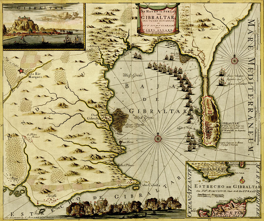 Map Drawing - Nice on the Mediterranean 1700 by Anna Beeck