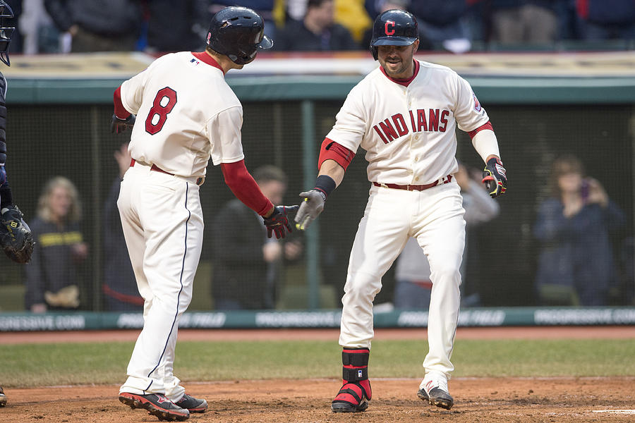 Nick Swisher and Lonnie Chisenhall Photograph by Jason Miller